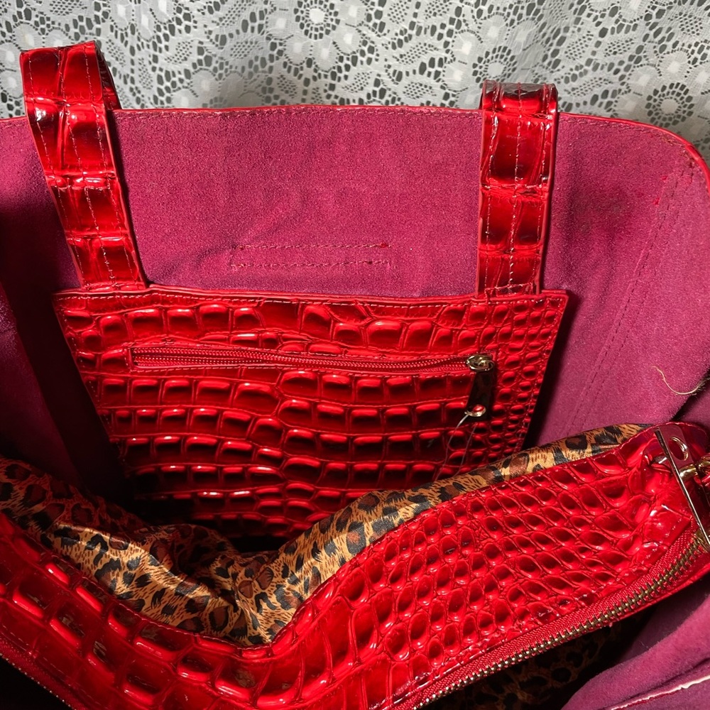 Large Red/Gold Rhinestones Travel Tote Bag - Picture 12 of 12